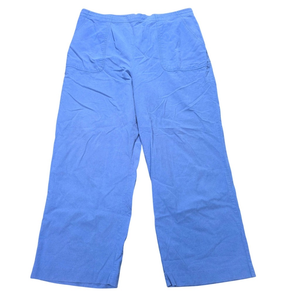 Alfred Dunner 100% Cotton Elastic Waist Pants Women's Size 18W Blue Wide Leg